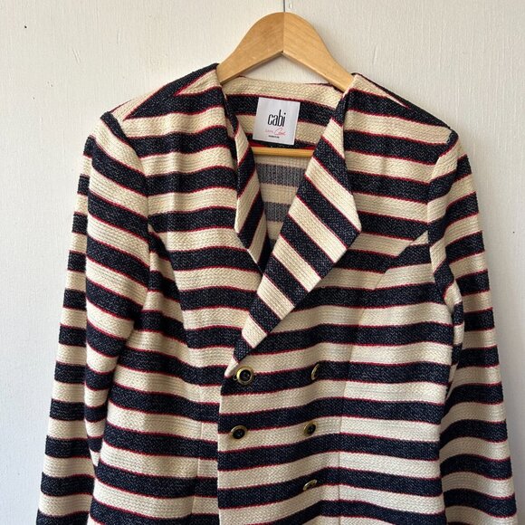 CABI Love Carol Collection Cruise Jacket Womens 6 Nautical Stripe Style #5094 - Picture 2 of 5